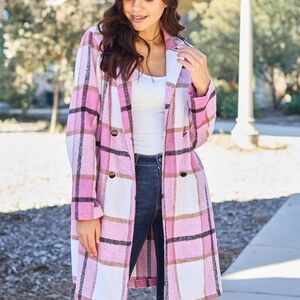 Private Label Pink and White Plaid Blazer